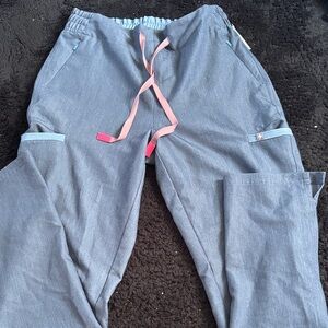 Figs Women's Straight Leg Scrubs with Pink and Blue Accents